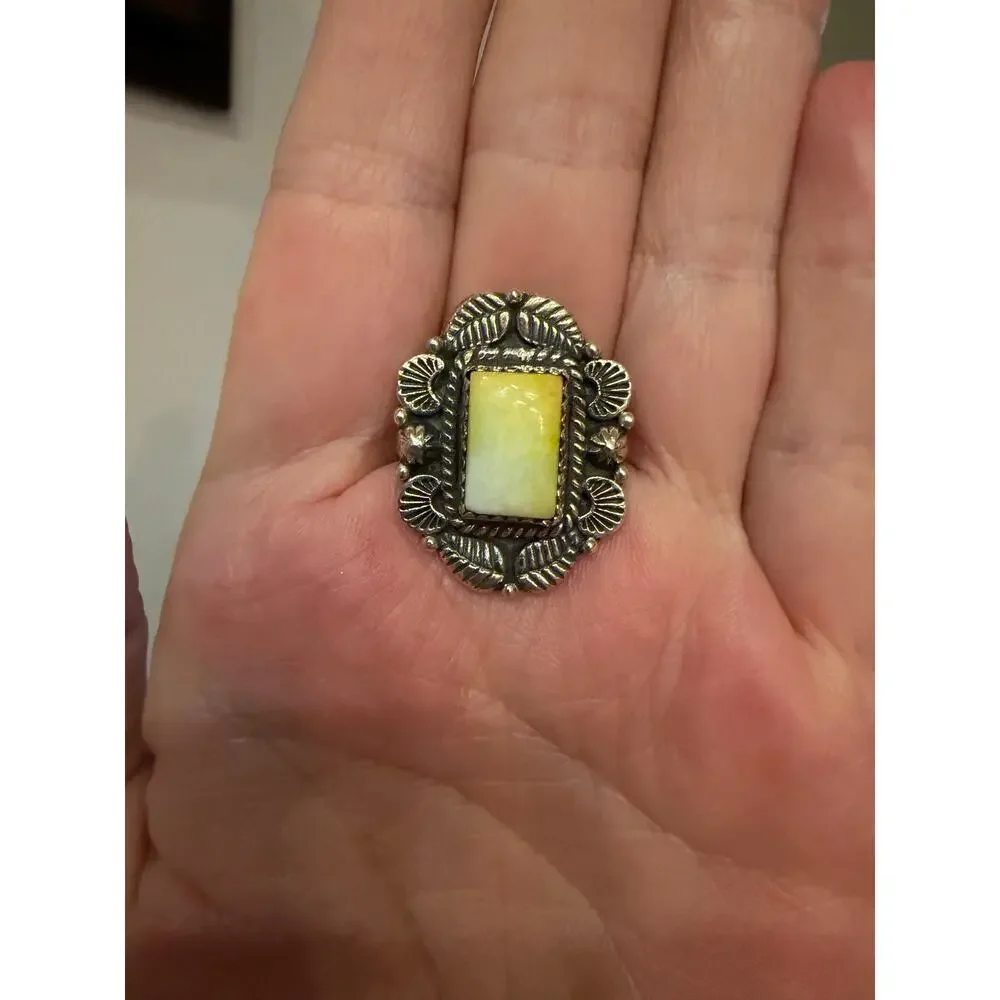 Handmade One-of-a-Kind Paloma Turquoise Ring (Variscite) Adjustable fits 6-10